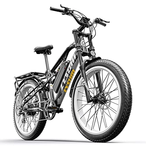 Bici elettriches : cysum M900 Bici elettriche da uomo, Fat Tire 26 pollici E-Bike, Mountain Bike con batteria Li-Removable 48V 17Ah E-Bike, (bianco- Aggiornato)