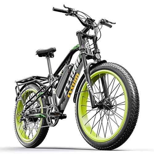 Bici elettriches : cysum M900 Bici elettriche da uomo, Fat Tire 26 pollici E-Bike, Mountain Bike con batteria Li-Removable 48V 17Ah E-Bike, (verde- Aggiornato)