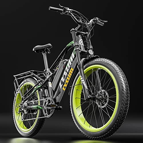 Bici elettriches : Cysum M900 Biciclette elettriche da uomo, 48V 17Ah Fat Bike elettrica da 26 pollici Mountain Ebike (verde-pro)