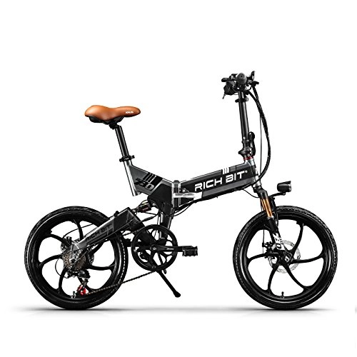 Bici elettriches : cysum TOP-730 48v 250w Bicicletta elettrica a Sospensione Completa Popolare in Europa da 20 Pollici Pieghevole Ebike Pieghevole Pneumatico Grasso E Bike (Nero-Grigio)