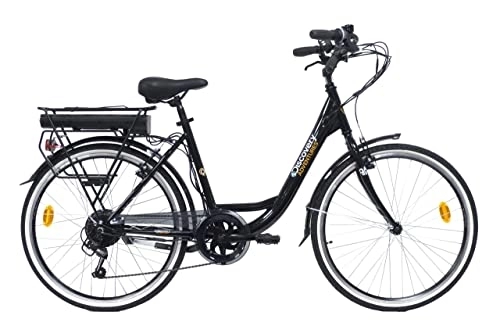 Bici elettriches : Denver Discovery E-bike E-4000 Bicicletta a pedalata assistita, City Bike con Ruote da 26" Cambio Shimano 6 velocità, Donna, Nero