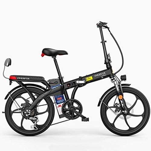 Bici elettriches : DLC Bicicletta Elettrica 20 Pollici Mountain Bike Elettrica Pieghevole per Adulti con Batteria Agli Ioni Di Litio Rimovibile 48V E-Bike 250 W Potente Cambio Motore a 7 Velocità, Bianco-35To50Km, Black