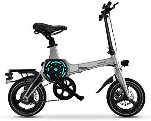 Bici elettriches : DLC Bicicletta Elettrica da 14 Pollici Portatile Pieghevole Mountain Bike Elettrica per Adulti con 36V Batteria Agli Ioni Di Litio E-Bike 400W Potente Motore Adatto per Adulti, Red-100To180Km, Grigio