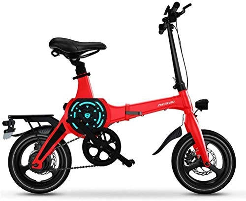 Bici elettriches : DLC Bicicletta Elettrica da 14 Pollici Portatile Pieghevole Mountain Bike Elettrica per Adulti con 36V Batteria Agli Ioni Di Litio E-Bike 400W Potente Motore Adatto per Adulti, Red-100To180Km, Rosso, 1
