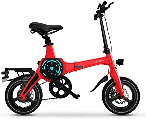 Bici elettriches : DLC Bicicletta Elettrica da 14 Pollici Portatile Pieghevole Mountain Bike Elettrica per Adulti con 36V Batteria Agli Ioni Di Litio E-Bike 400W Potente Motore Adatto per Adulti, Red-100To180Km, Rosso