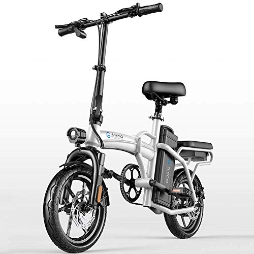 Bici elettriches : DLC Bicicletta Elettrica Pieghevole con Posizionamento Gps Ebike 48V Portatile Leggero Rimovibile Batteria Agli Ioni Di Litio Tre Modalità Di Lavoro Ruota da 14 Pollici con Luce a Led Anteriore per A