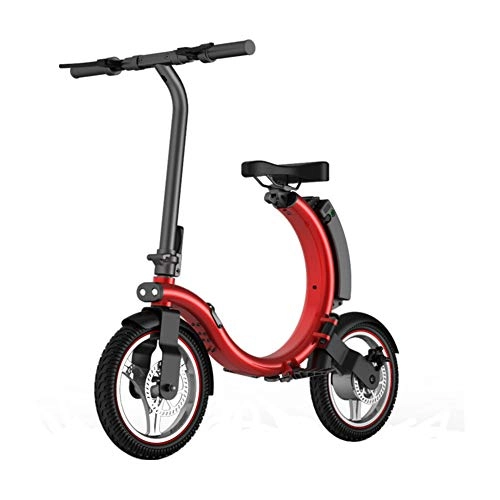 Bici elettriches : DYHQQ Bici Elettrica Delfino 12 Pollici Moda Corpo Pieghevole E Scooter E-Bike Intelligente, Telaio Pieghevole, Bicicletta Elettrica Motore Posteriore 36v 350w, Rosso