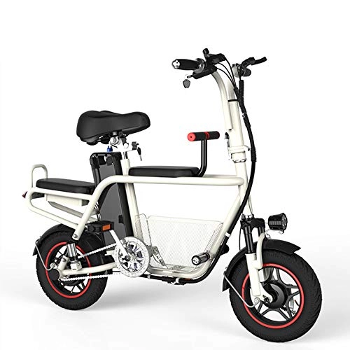 Bici elettriches : E-Bike 37Km / h Bicicletta Elettrica Pieghevole, 48V 8A 580W Motore Brushless Ad Alta velocità - Adulto, Gamma di Crociera: 35 km, Bianco