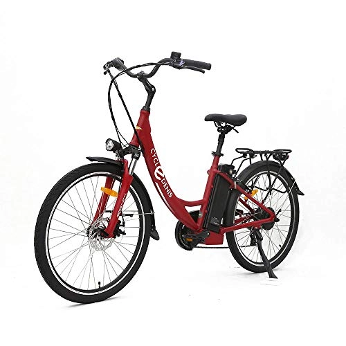 Bici elettriches : Ebike - Bicicletta elettrica da donna, 26 pollici, 250 W, con batteria agli ioni di litio da 36 V, 10 Ah, 7 marce, per adulti (rosso)