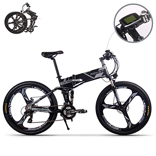 Bici elettriches : eBike_RICHBIT RLH-860 bici elettrica pieghevole mountain bike MTB e bici 36V * 250W 12.8Ah al litio - ferro batteria 26 pollici magnesio integrato ruota (grigio)