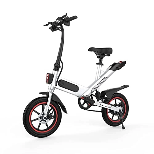 Bici elettriches : Electric Bicycle, 14'' Electric Bike for Adults and Teenagers with 18.6MPH Waterproof Folding Electric Bike with Removable 36V 10.4Ah Lithium-Ion Battery Throttle & Pedal Assist (White)
