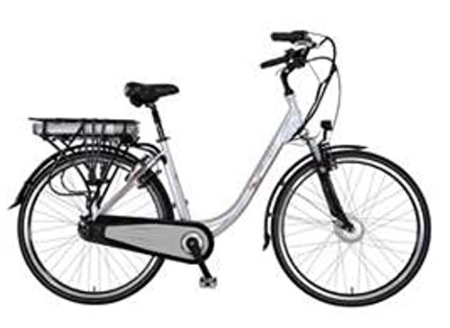 Bici elettriches : Emma Vogue - Bicicletta da donna, 28' 3 marce, 70 km LED (rosso, 51)