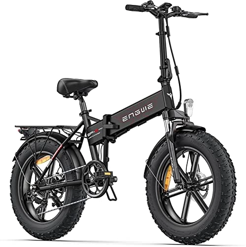 Bici elettriches : ENGWE Bicicletta Elettrica Pieghevole Adulti, Ruote Grasse da 20"×4.0" per Ogni Terreno, MTB, Spiaggia, Neve, 7 Velocità, Batteria Rimovibile al Litio da 48V 13AH