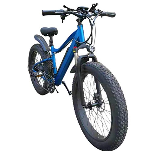 Bici elettriches : F-JX Bicicletta elettrica, Ampio e Fat Motoslitte, 26 Pollici Montagna Outdoor Sports velocità variabile Batteria al Litio Bike - Blu, 26 Inches X 17 Inches