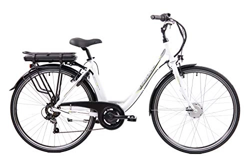Bici elettriches : F.lli Schiano E- Moon, Bicicletta elettrica Unisex Adulto, Bianca, 28''
