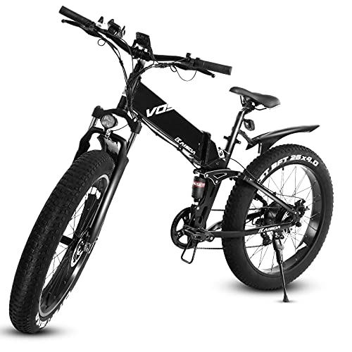 Bici elettriches : F-wheel Bicicletta Elettrica Pieghevole - 26" X 4.0" Fat Tire Mountain Bici elettrica, eBike con 500w Il Motore, Batteria 48v / AH, Velocità Variabile a 7 Velocità, Adulti Ebike-Unisex