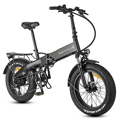 Bici elettriches : F-wheel Bicicletta Elettrica Pieghevole F063, 20"X 4.0 Bici Elettriche Fat Tire per Adulti, 350W Motore 25Km / h, Batteria 48V / 10Ah, Bici Pedalata Assistita con Shimano 7 Velocità e LCD