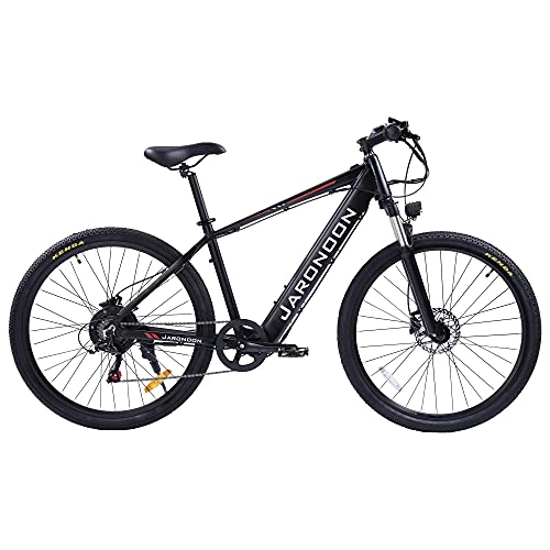 Bici elettriches : F1-New 27, 5 pollici bici elettrica, motore da 500W 48V 15Ah batteria integrata di grande capacità, forcella ammortizzata a molla a olio (Black Red, 15Ah)