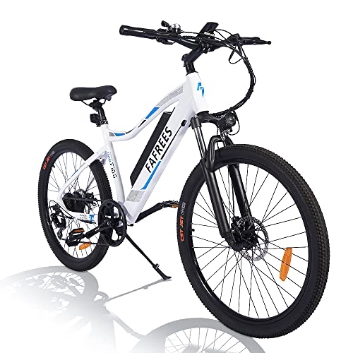 Bici elettriches : Fafress F100 - Mountain bike elettrica con robot aspirapolvere da 26 pollici, da uomo, con batteria da 48 V / 11, 6 A, bicicletta elettrica Shimano a 7 marce, 150 kg, impermeabile IP65, colore: Bianco