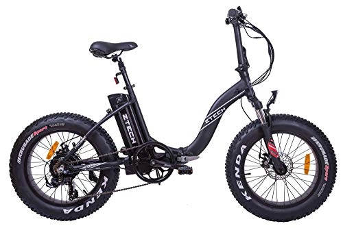 Bici elettriches : Fat-Bike Bicicletta Elettrica Pieghevole a Pedalata Assistita 20" 500W Z-Tech Nera