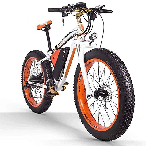 Bici elettriches : Fat Bike Elettrica, Mountain Bike Elettrica Bici Elettrica da 26" con Batteria al Litio 36V 8Ah / 350W Shimano a 21 velocità Freno a Disco Bicicletta Elettrica (Color : Orange)