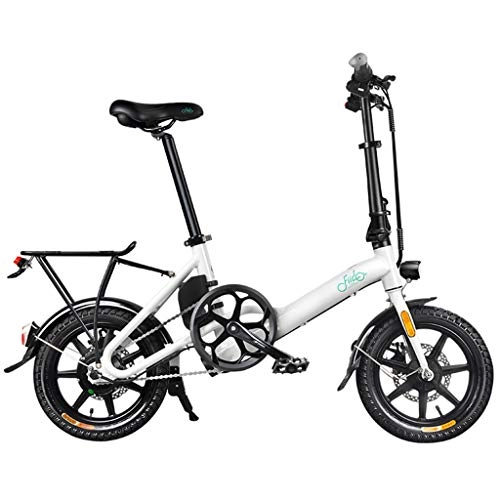 Bici elettriches : FFF-HAT Mini Bicicletta elettrica da 14 Pollici, Batteria per Adulti, Bicicletta assistita a velocità variabile, Durata Batteria 7, 5 Ah / 36 V 65 km, Batteria al Litio, Pieghevole, Bianco / Nero