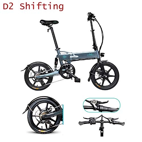 Bici elettriches : FIIDO D2S Bicicletta elettrica pieghevole per adulti, cambio bici elettrica, motore da 250 watt, scooter elettrico da 16 pollici, bicicletta elettrica pieghevole da 7, 8 Ah con luce a LED