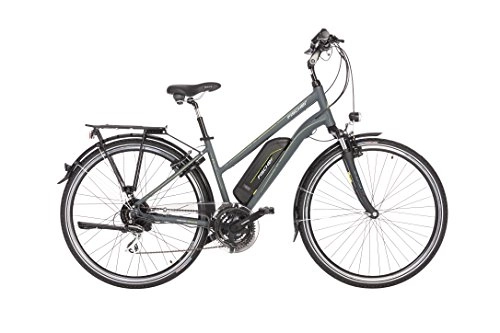 Bici elettriches : Fischer ETD 1806 (2018), bicicletta elettrica da donna, antracite opaco, 28", altezza 44 cm, motore ruota posteriore 45 Nm, batteria 48 V