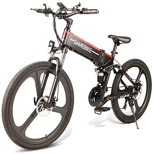 Bici elettriches : Fishyu Pieghevole Mountain Bike Elettrico Bicycle 26 inch 350W Brushless Motore 48V Portable per Esterno - Nero