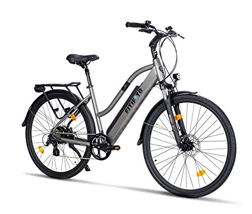 Bici elettriches : Fitifito CT28 Bicicletta elettrica City Bike E-Bike Pedelec, 48 V 250 W, motore posteriore cassetta, batteria Samsung 13 Ah 624 Wh, cambio Shimano a 8 marce, freni idraulici anteriori (grigio)