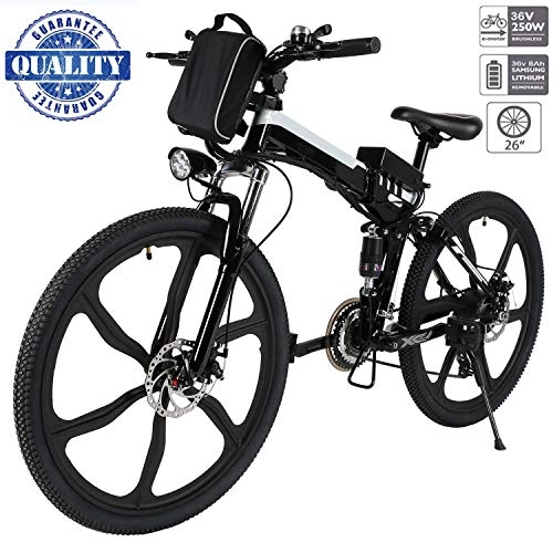 Bici elettriches : fiugsed Bicicletta a velocità Variabile da 26 Pollici per Mountain Bike Elettrica per Adulti con Batteria al Litio da 36V 8AH e Motore Potente da 250W (26 Pulgadas Negro-Estilo 2)