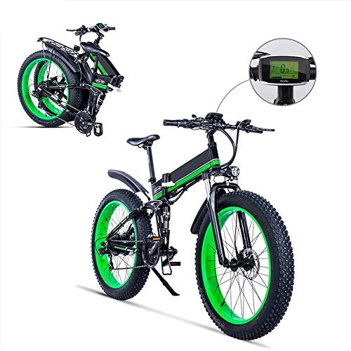 Bici elettriches : FJNS Bicicletta Elettrica Pieghevole 26 Pollici Pneumatico Grasso 4.0, 21 velocit 48V 1000W Bicicletta elettrica da Neve da Spiaggia con Schermo LCD Rimovibile agli ioni di Litio, velocit 35 km / h