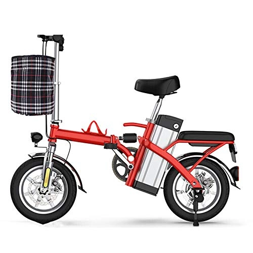 Bici elettriches : FNCUR Folding Electric Car for adulti Citt di potere di corsa piccola batteria al litio batteria for auto Ultra Light bicicletta elettrica [3 Mode + Hydraulic Shock + A prova di esplosione di vuoto d