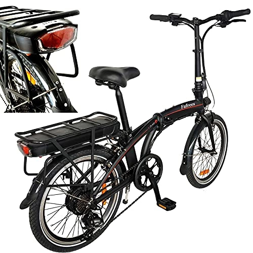 Bici elettriches : Foldable City Bike Unisex Adulto 20' Nero, In Lega di alluminio Ebikes Biciclette all Terrain Donna 7 velocit Fino a 25km / h 45-55 km 250W Batteria 36V 13Ah 468Wh Bicicletta