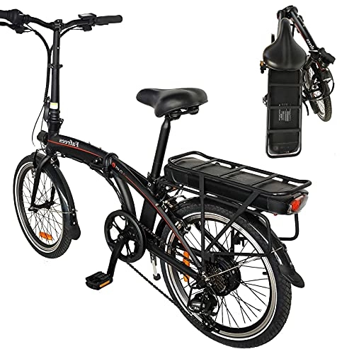 Bici elettriches : Foldable City Bike Unisex Adulto 20' Nero, Shimano a 7 velocit adatta Bici elettrica Motore 250W Grande Schermo LCD Per Adulti E Adolescenti Carico massimo: 120 kg