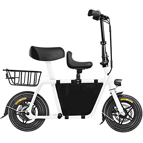 Bici elettriches : Folding Bike Elettrico, età Due Ruote Mini Pedal Electric Car Leggero E Alluminio Folding Bike con Pedali per Adulti, Uomini E Donne, Bianca, 40km