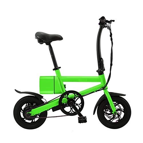 Bici elettriches : Folding Bike Elettrico, Luminum Telaio in Lega A Due Ruote Mini Pedale Auto Scooter Elettrico Ultra Leggero, con 12Inch Wheels velocit Massima 25 Km / H, Verde