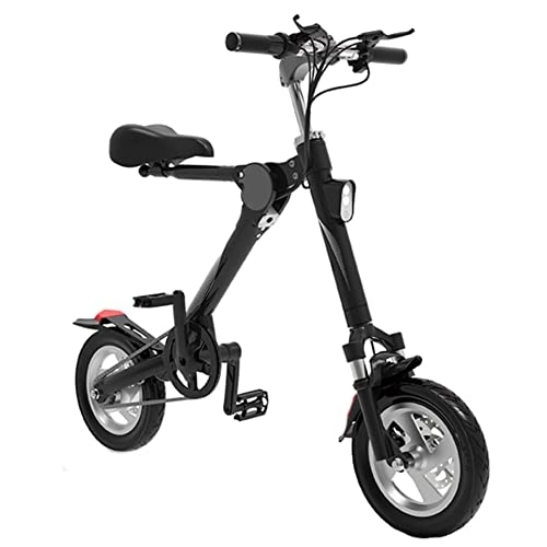 Bici elettriches : Folding Electric Bicycle Intelligent Digital Display Instrument Front And Rear Disc Brake Constant Speed Cruise Front And Rear 12-inch Pneumatic Tire 36V / 5.2AH (Color : White) (Black)