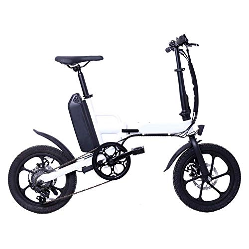 Bici elettriches : Folding Electric Bike 16", 36V13ah Batteria al Litio con Schermo LCD per Strumenti Anteriore e Posteriore Freni a Disco Luce LED Highlight, Bianco