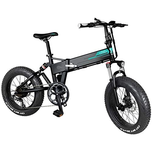 Bici elettriches : fuchsiaan Bicicletta Elettrica Pieghevole, con Sistema di Trasmissione a 7 Marce, Motoriduttore Brushless da 500W, Display LCD, Pneumatici Spessi da 20 Pollici, velocità Fino a 40 Km / h, Nero