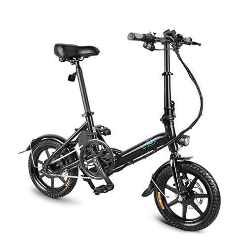 Bici elettriches : Funihut - Bicicletta elettrica Pieghevole Smart Ebike, Ruote da 14 Pollici, carico Massimo 120 kg, modalità Pedale e modalità puramente elettrica, Nero
