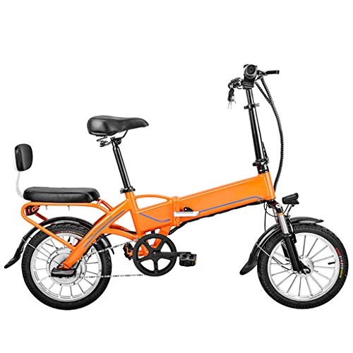 Bici elettriches : FYJK Bicicletta elettrica Pieghevole per Mountain Bike elettrica per Adulti con Batteria Rimovibile da 36 V agli ioni di Litio E-Bike Motore Potente da 250 W, Arancione