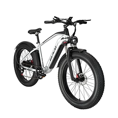 Bici elettriches : GAVARINE Bici Elettrica per Adulti E-Bike 26 '' 4.0 Fat Tire con Batteria Agli Ioni di Litio Rimovibile 48V 17AH, Shimano 7 Velocità e Doppio Assorbimento Degli Urti