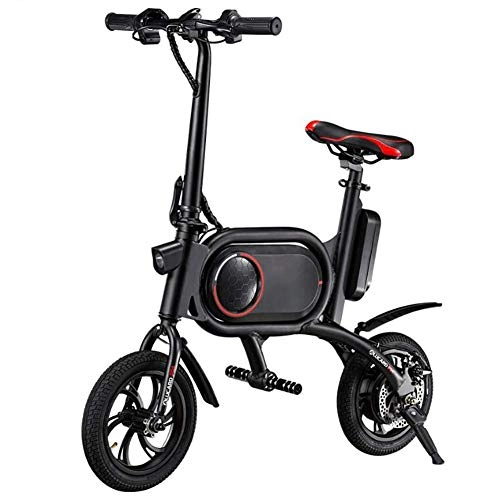 Bici elettriches : GBX Bici, Scooter, Bici Pieghevole Pieghevole Portatile, Bici Elettrica da 12 Pollici 36 V con Bici da Citt 5, 2 Ah 350 W, Freno a Doppio Disco (Capacit Di Carico: 120 Kg), Nero Rosso, Nero Rosso