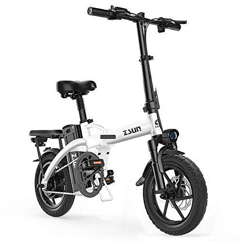 Bici elettriches : GCFBCL E-Bike Pieghevole Leggera E in Alluminio con Pedali, Batteria al Litio 48V Batteria al Litio Motore Elettrico 400W Batteria al Litio Staccabile per Adulti, Bianca