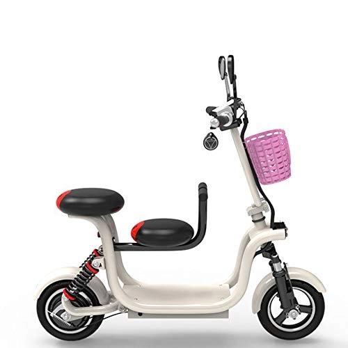 Bici elettriches : GDDYQ Scooter Elettrico, Doppia Bicicletta elettrica Pieghevole Pieghevole Ricaricabile della Batteria al Litio di velocità Massima Regolabile 140kg della Bicicletta elettrica, White, 35km