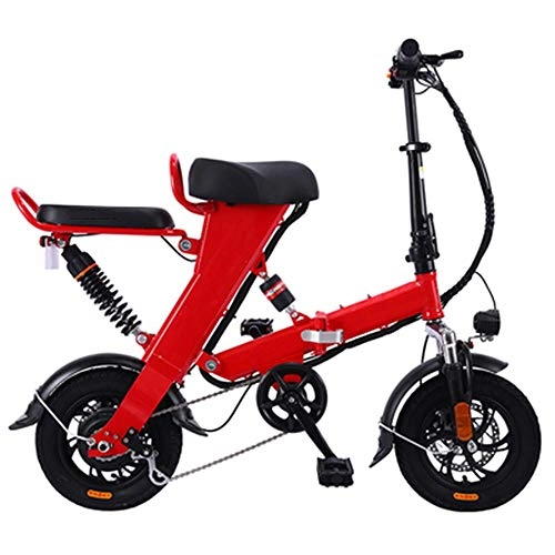 Bici elettriches : GEXING Auto Elettrica Pieghevole 3 modalit di velocit Fino a 28Km, Motore 48V / 250W, Bicicletta elettrica for Adulti con Telaio in Alluminio (Color : Red, Size : C-(Power Lasting 160km))