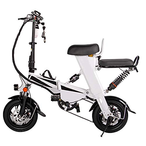 Bici elettriches : GEXING Auto Elettrica Pieghevole 350w48v, Peso Massimo Adulto 120kg, Bicicletta elettrica Unisex (Color : White)