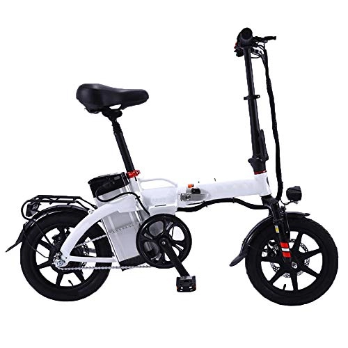 Bici elettriches : GEXING Auto Elettrica Pieghevole Motore 48V350W, velocit Massima 30 km / h, Sospensione Completa del Pedale della Bicicletta e Freno a Disco (Color : White, Size : C-(12A))