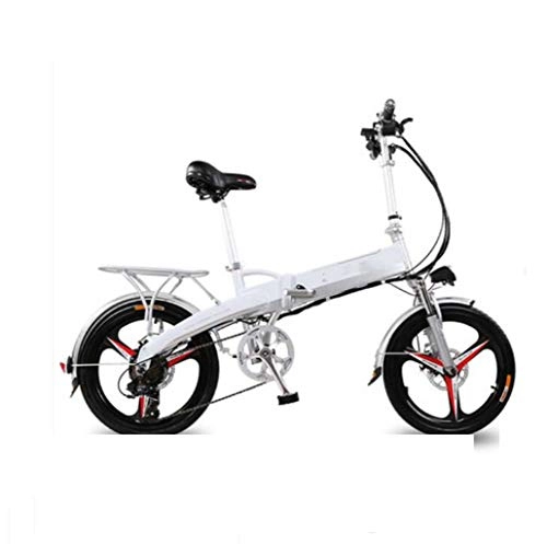 Bici elettriches : GHGJU Bicicletta Pieghevole Bicicletta elettrica ciclomotore 48V Mini Bicicletta elettrica a velocit variabile Adatto per Gli Sport di Tutti i Giorni e Auto-Fitness (Color : White)